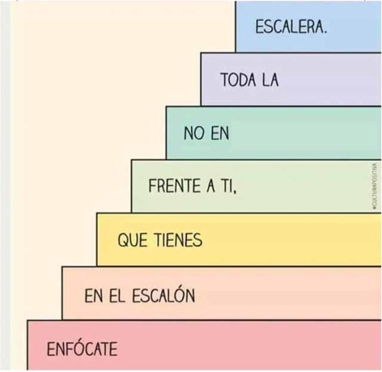 Enfóquese en el escalón que tiene frente a usted, no en toda la escalera